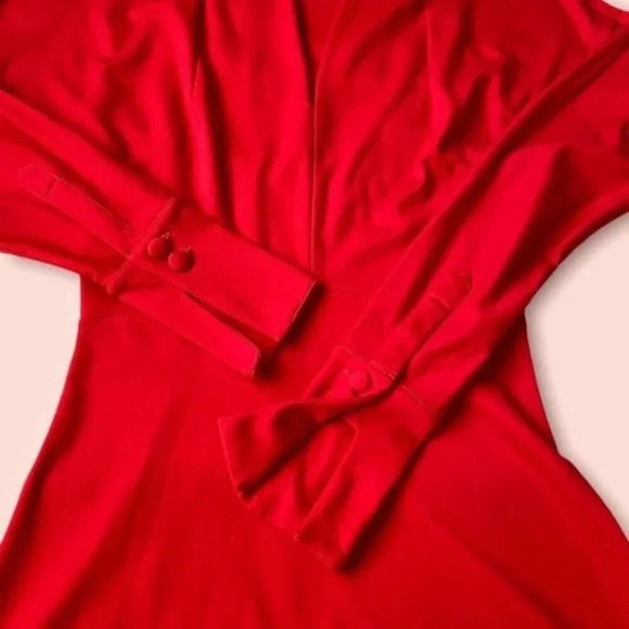 Winser London Flared Bow Detail Midi Dress Red - Picture 9 of 14